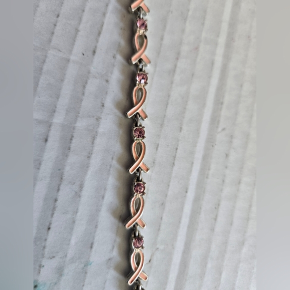 Avon Breast Cancer Crusade Tennis Bracelet Light Pink Rhinestone - Picture 8 of 10